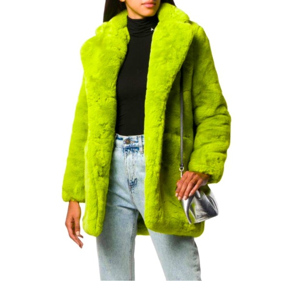 Apparis Jackets & Blazers - NWOT Apparis Manon Neon Faux Fur Coat in Green
